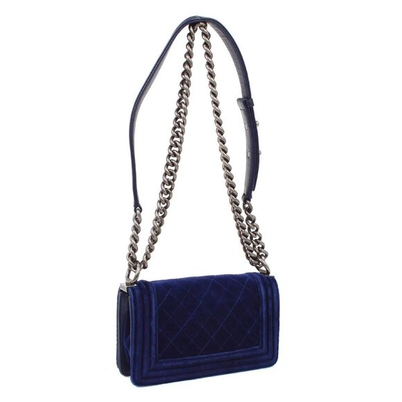 Boy Chanel Navy Velvet Small Chain Shoulder Bag XX03513 - Picture 2 of 7